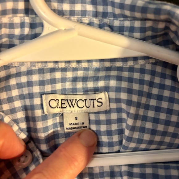Crewcuts Blue and White Gingham Button-Down Shirt size 8 - Picture 2 of 4